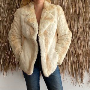 Vintage 1970s White Rabbit Fur Coat